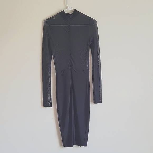 GoJane|Black Mesh Sheer Dress | - Picture 2 of 16